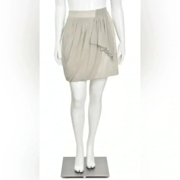 Anthropologie Yoana Baraschi Draped Sash Linen Blend Skirt Size 8 Gold Shimmer - Picture 2 of 15